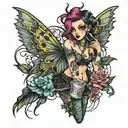 punk drunk fairy tattoo design idea