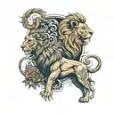 lions and pathway leading towards tattoo design idea