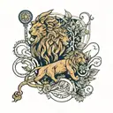 lions and pathway leading towards tattoo design idea
