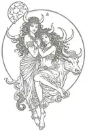 Taurus and Moon Goddess tattoo design idea