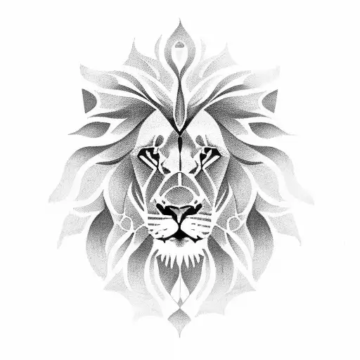 lion in mandala tattoo design idea