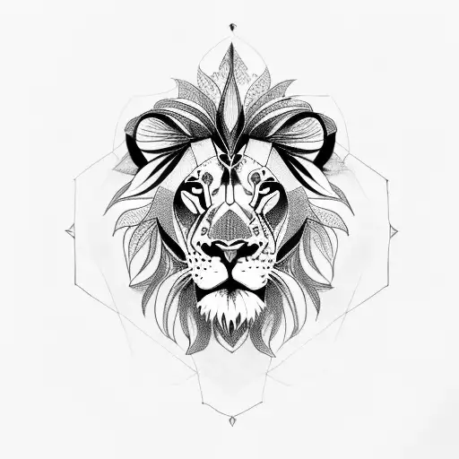 lion in mandala tattoo design idea