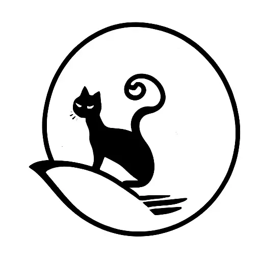 surfing cat tattoo design idea