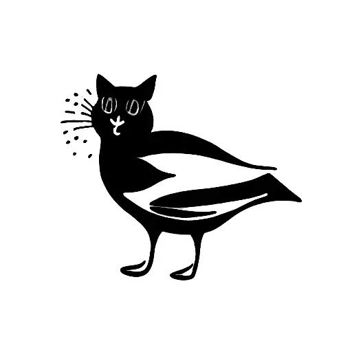 black cat seagull tattoo design idea