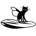 surfing cat tattoo design idea