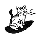 surfing cat tattoo design idea