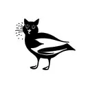black cat seagull tattoo design idea