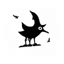 black cat seagull tattoo design idea