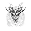 evil goat skull with snowlakes tattoo design idea