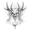 evil goat skull with snowlakes tattoo design idea