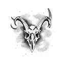 evil goat skull with snowlakes tattoo design idea