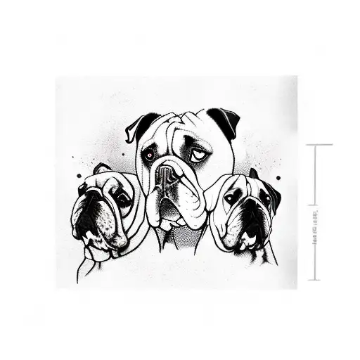 dos perros, un perro san bernardo y otro perro bulldog francés  tattoo design idea