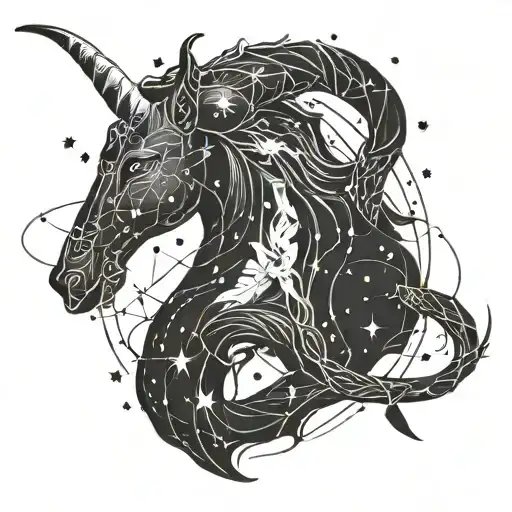 Capricorn constellation intertwined tattoo design idea