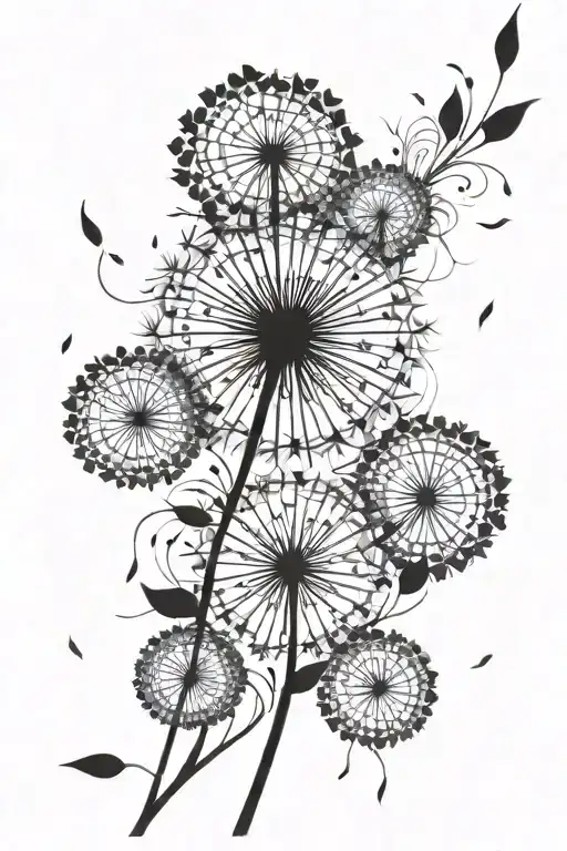 dandelion blowing tattoo design idea