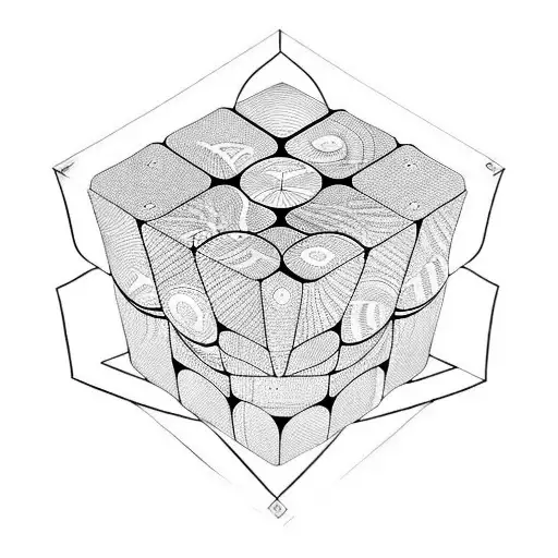 rubiks cube david star patern tattoo design idea