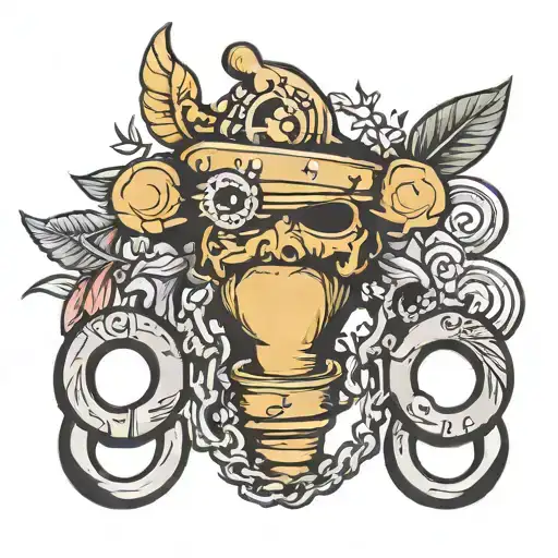 handcuff and 265 tattoo design idea