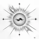 Starburst with universe and clouds tattoo design idea