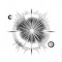 Starburst with universe and clouds tattoo design idea