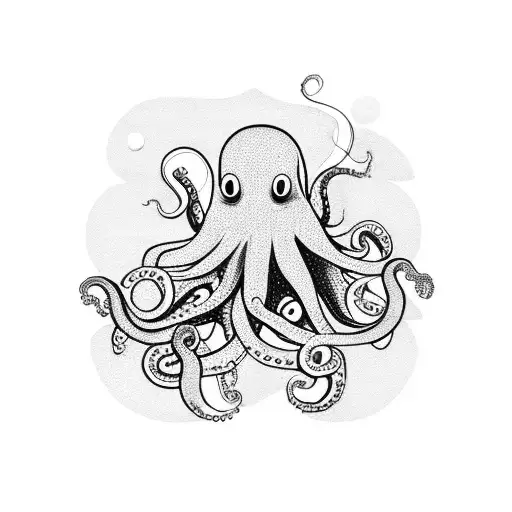 Octopus with polka dots tattoo design idea