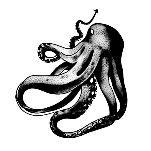 Blue octopus wrapped around anchor tattoo design idea
