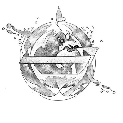water and earth elements intertwined tattoo design idea