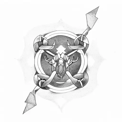 a minimalist tattoo of scorpio star sign elements interwined with capricorn star sign elements tattoo design idea