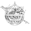water and earth elements intertwined tattoo design idea