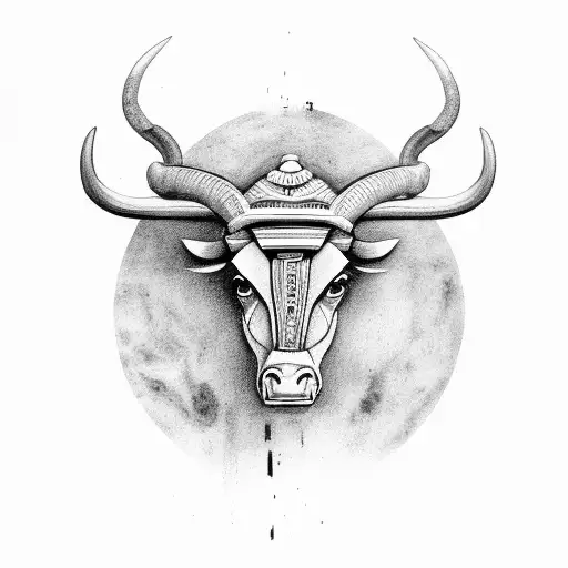 Taurus head with Roman numerals v xx inside it tattoo design idea