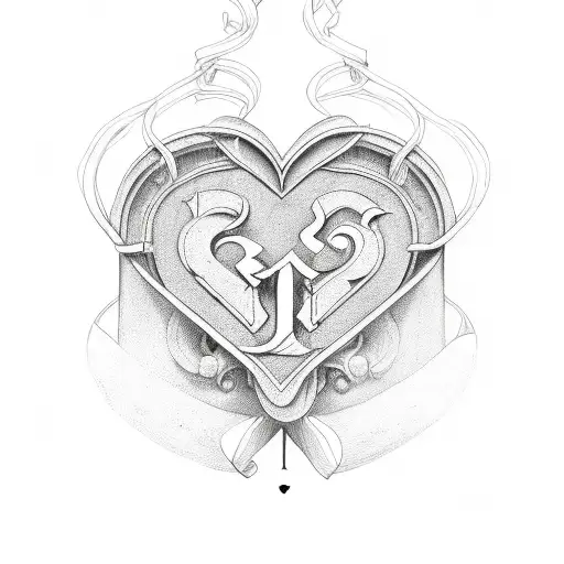 four hearts with one initial on each tattoo design idea