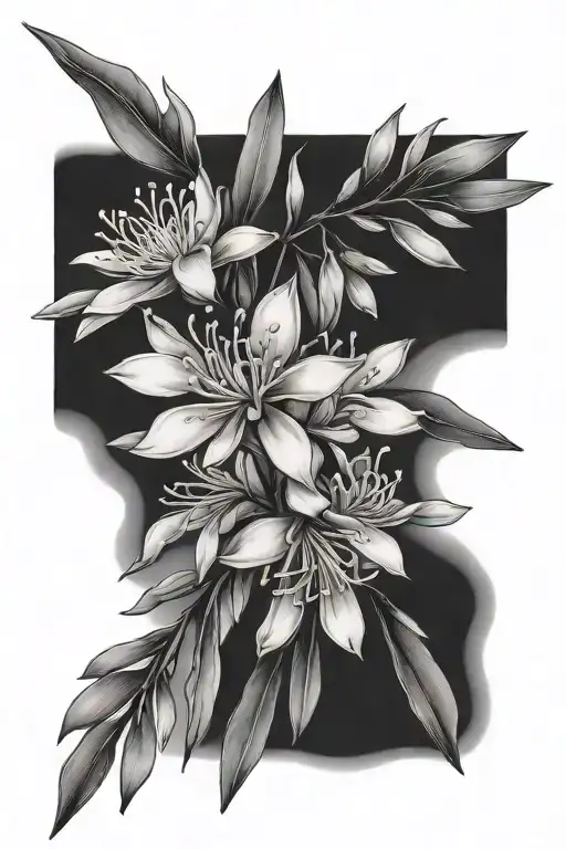 oleander and olive branch tattoo design idea