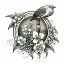Lighthouse Seagul Orchid Beachchair seashell surrounded tattoo design idea