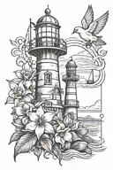 Lighthouse Shells Dove Orchid Beachseat  tattoo design idea