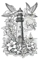 Lighthouse Shells Dove Orchid Beachseat  tattoo design idea
