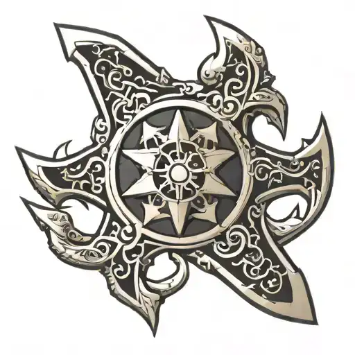 Shuriken with a chrome-plated tattoo design idea