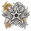 Shuriken with a chrome-plated cross small burning  tattoo design idea