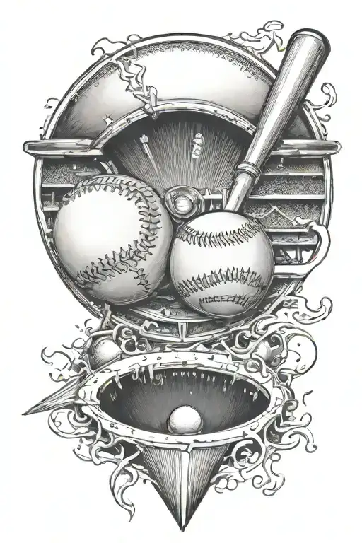 sports baseball diamond tattoo design idea