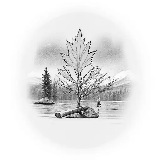toronto maple leafs, lake hockey in background, with a player and a goalie, memorial tattoo for dad tattoo design idea