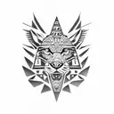 aztec jaguar warrior and pyramid tattoo design idea