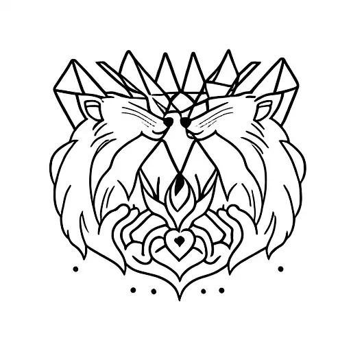 Lion and fox giving fist bump to each other tattoo design idea
