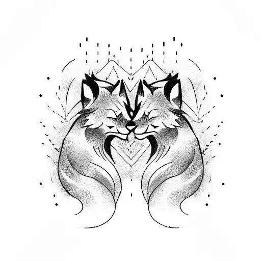 Lion and fox giving fist bump to each other tattoo design idea