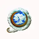 crescent moon with cloud, bohemian tattoo design idea