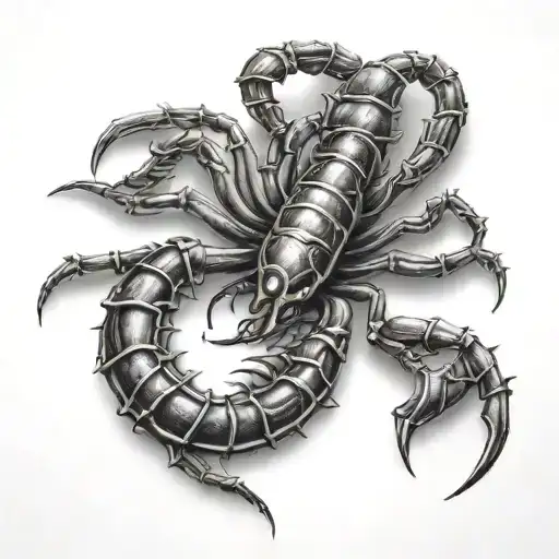 scorpion made with car parts tattoo design idea