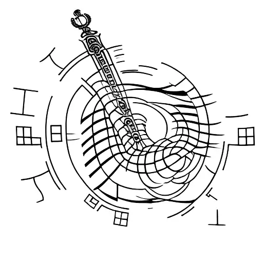 A tattoo of a Roman column intertwined with musical staff lines, showcasing the fusion of history and music tattoo design idea