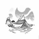 camping and waves tattoo design idea