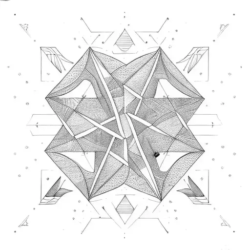 long and thin design of geometric triangles, nautical tattoo design idea