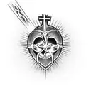 Sacred Heart with fire and a cross on top tattoo design idea