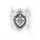 Sacred Heart with fire and a cross on top tattoo design idea