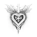 Sacred Heart with fire and a cross on top tattoo design idea