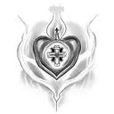Sacred Heart with fire and a cross on top tattoo design idea