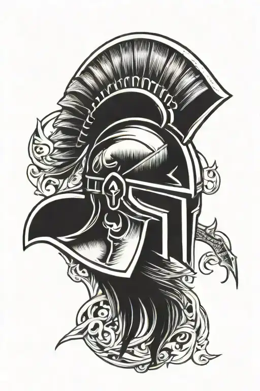 spartan helment smoking tattoo design idea